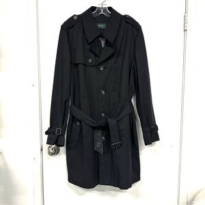 Ralph Lauren mens black trench coat Size 42Regular cotton belted Classiccore